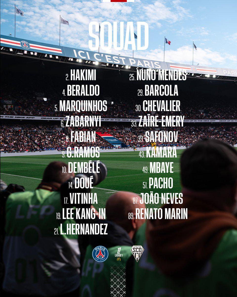 半岛体育-巴黎战昂热大名单：若昂-内维斯回归，KK、多纳鲁马缺席